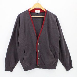 Vintage American Weekend Cardigan Womens Green Button Front Cotton Size L